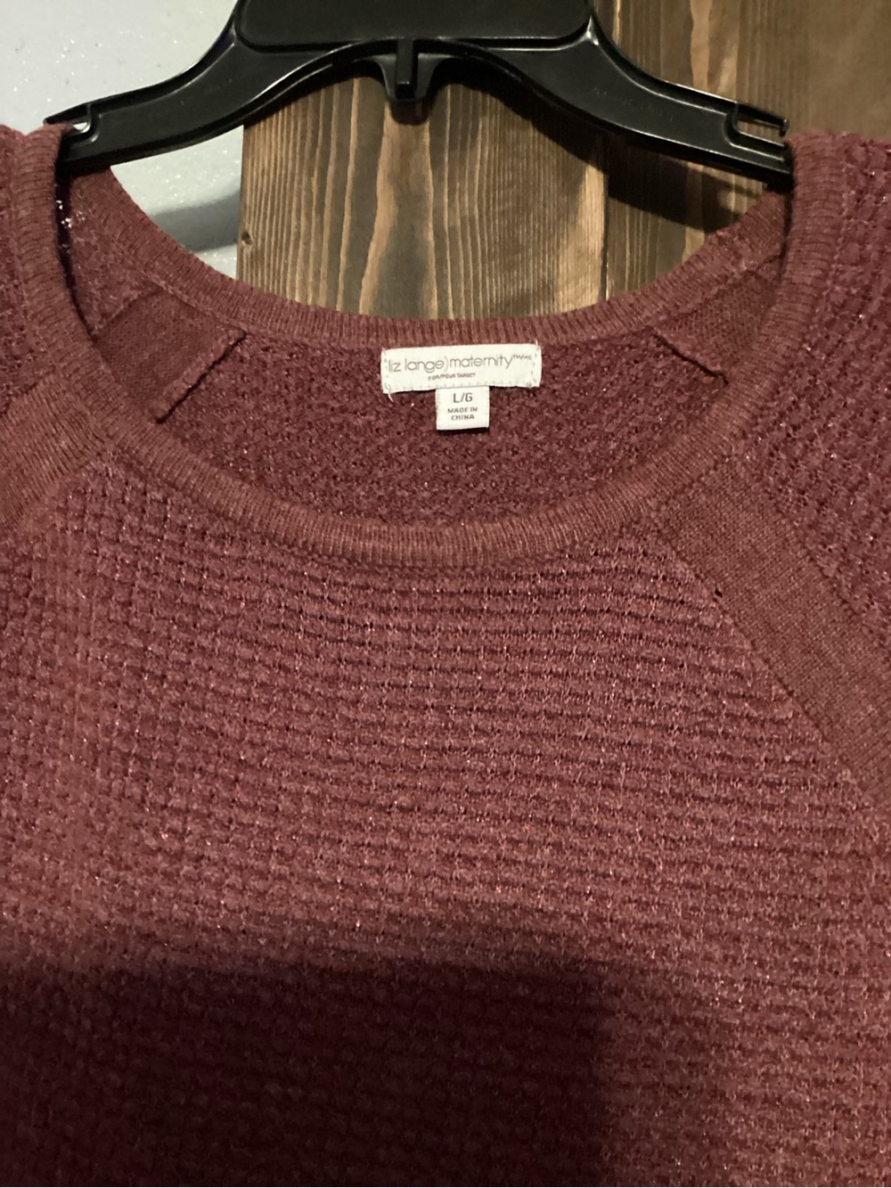 Liz Lange Scoop Neck Knit Sweater in Wine Plum